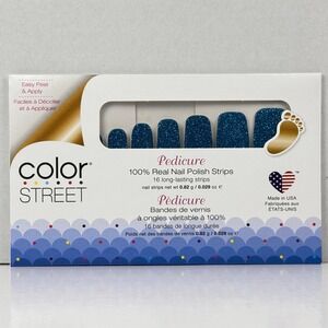 Color Street Pedicure Nail Strips – How Swede It Is – Blue Glitter – New